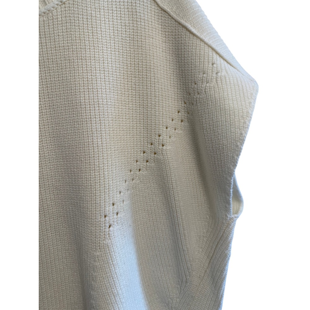Maeve Anthropologie Womens Large Ivory Oversized Crew Neck Knit Sweater Vest - Picture 2 of 7